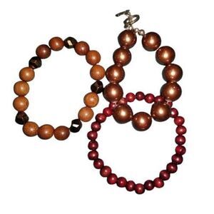 3 Vintage Matching Brown Bracelets, Boho Jewelry